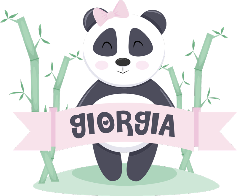 Tapete vinílico de animais panda menina com nome - TenStickers