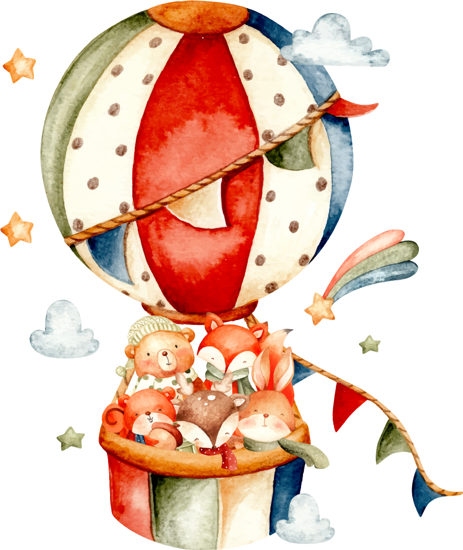 Tapete vinílico de animais pendurados em balões coloridos - TenStickers