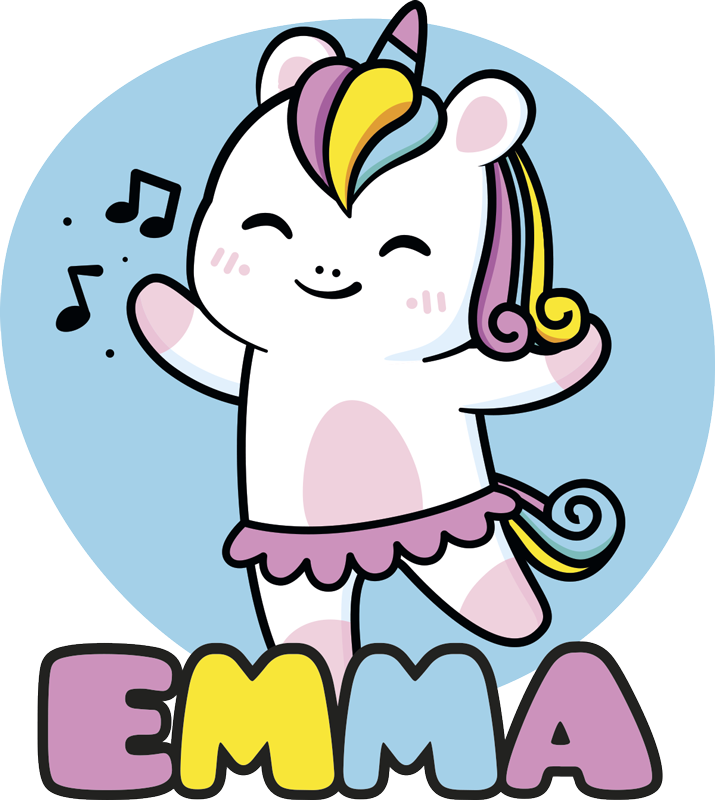 Tapete vinílico de animais unicórnio bailarina - TenStickers