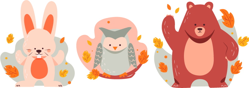 Tapete vinílico de animais ursos e coelhos da madeira - TenStickers