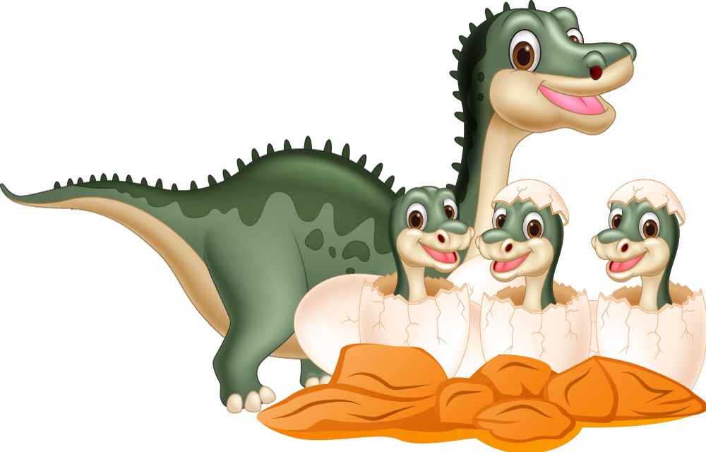 Tapete vinílico de animais família de dinossauros fofa - TenStickers