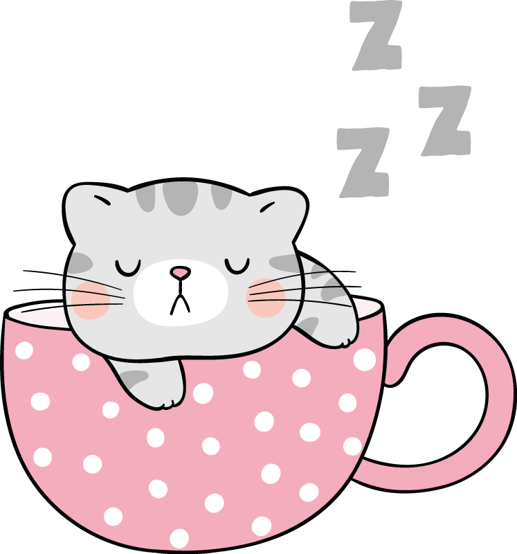 Tapete vinílico de animais caneca de gato dormindo - TenStickers