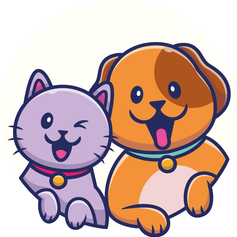 Tapete vinílico de animais gato e cachorro brincalhões - TenStickers