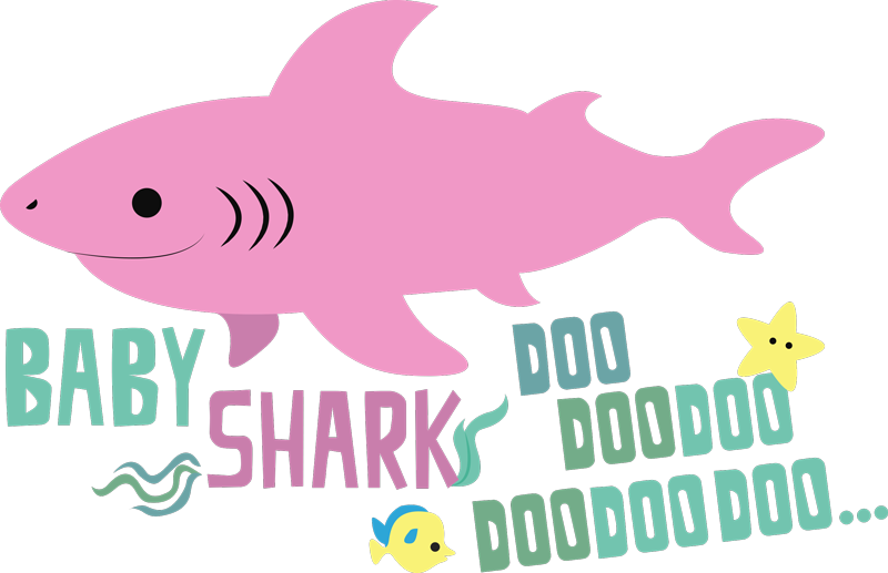 Tapete vinílico de animais letra da música baby shark - TenStickers