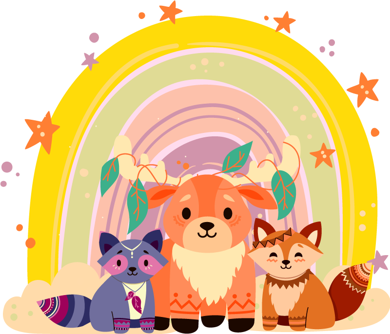 Tapete vinílico de animais trio de criaturas encantadoras - TenStickers