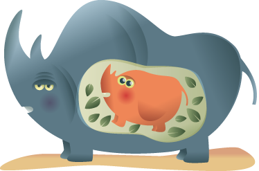 Tapete vinílico de animais mãe rinoceronte grávida - TenStickers