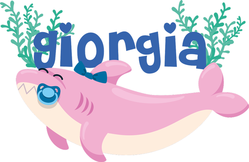 Tapete vinílico de animais tubarão bebê com nome menina - TenStickers