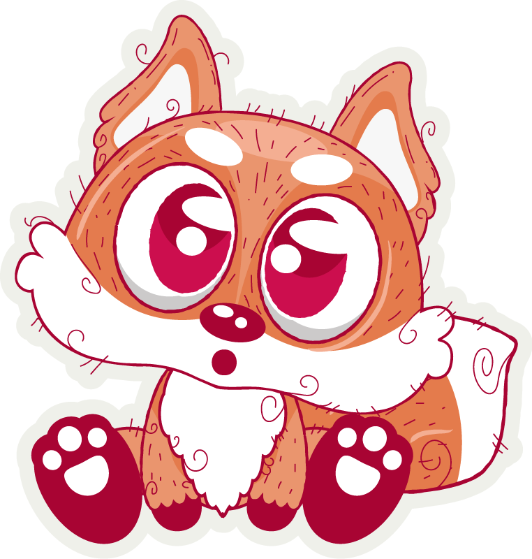 Tapete vinílico de animais raposa anime fofa - TenStickers
