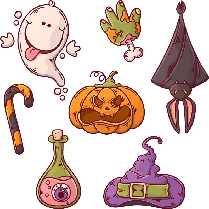 Tapete vinílico halloween figuras de halloween - TenStickers