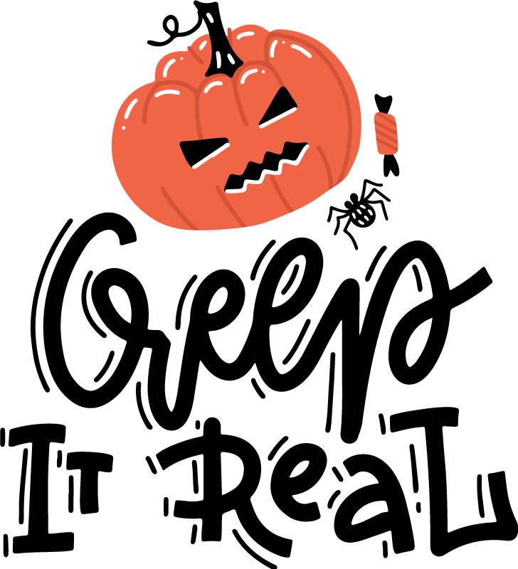 Tapete vinílico halloween com design de abóbora assustadora - TenStickers