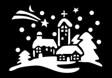 Tapete vinílico do natal cidade preta e branca - TenStickers