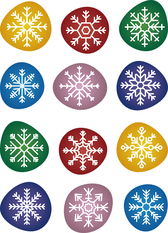 Tapete vinílico do natal copos de neve coloridos - TenStickers