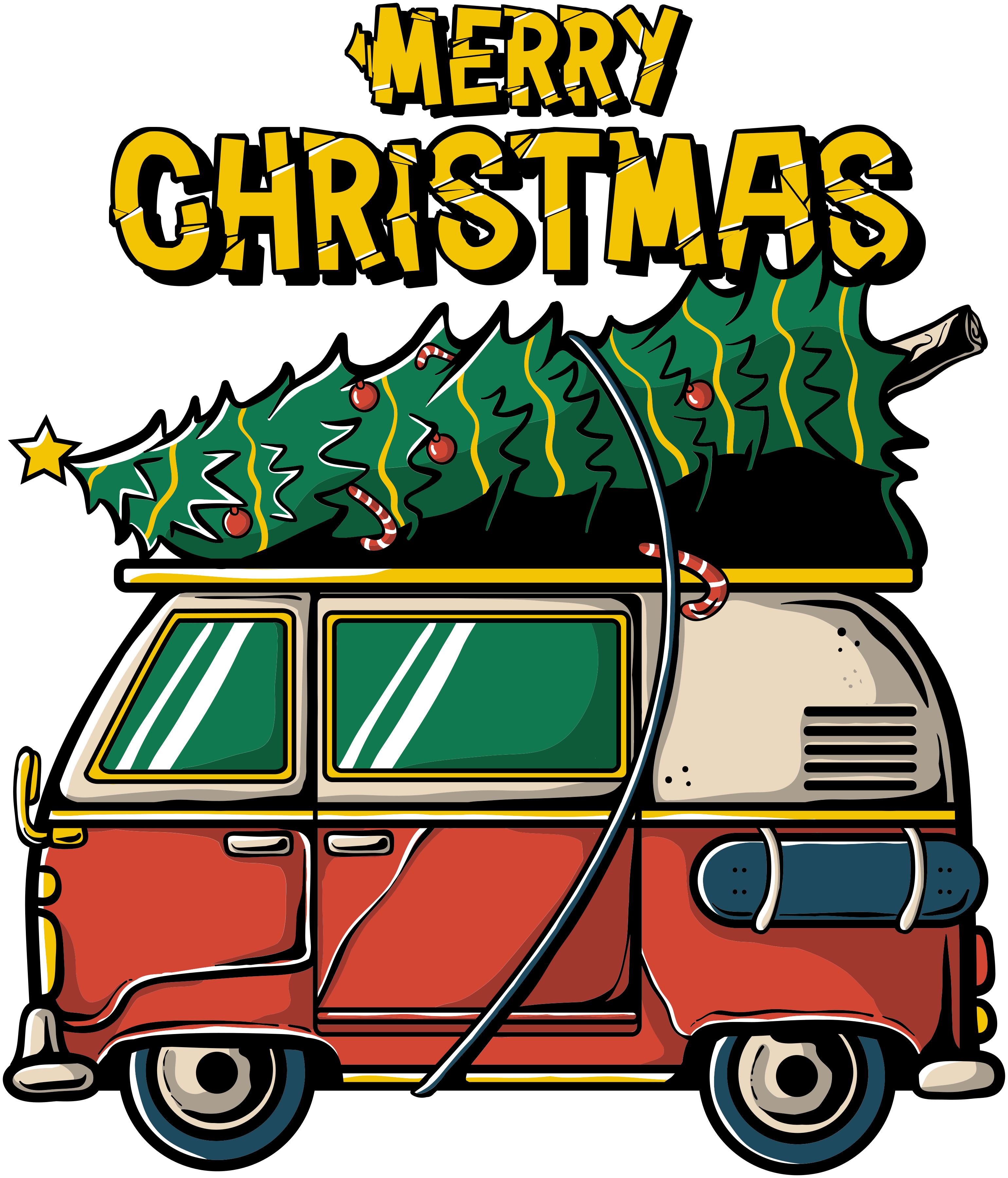 Tapete vinílico do natal carro do papai noel - TenStickers