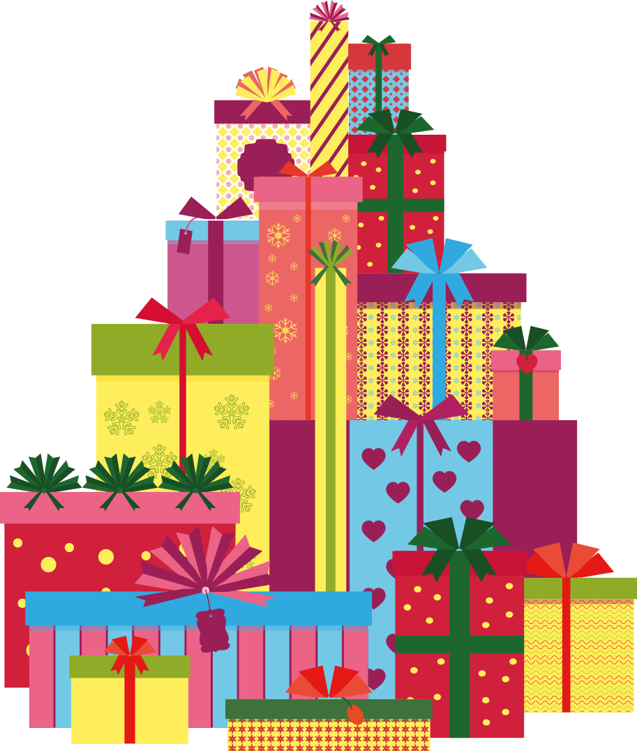 Tapete vinílico do natal grande pilha de caixas presente - TenStickers