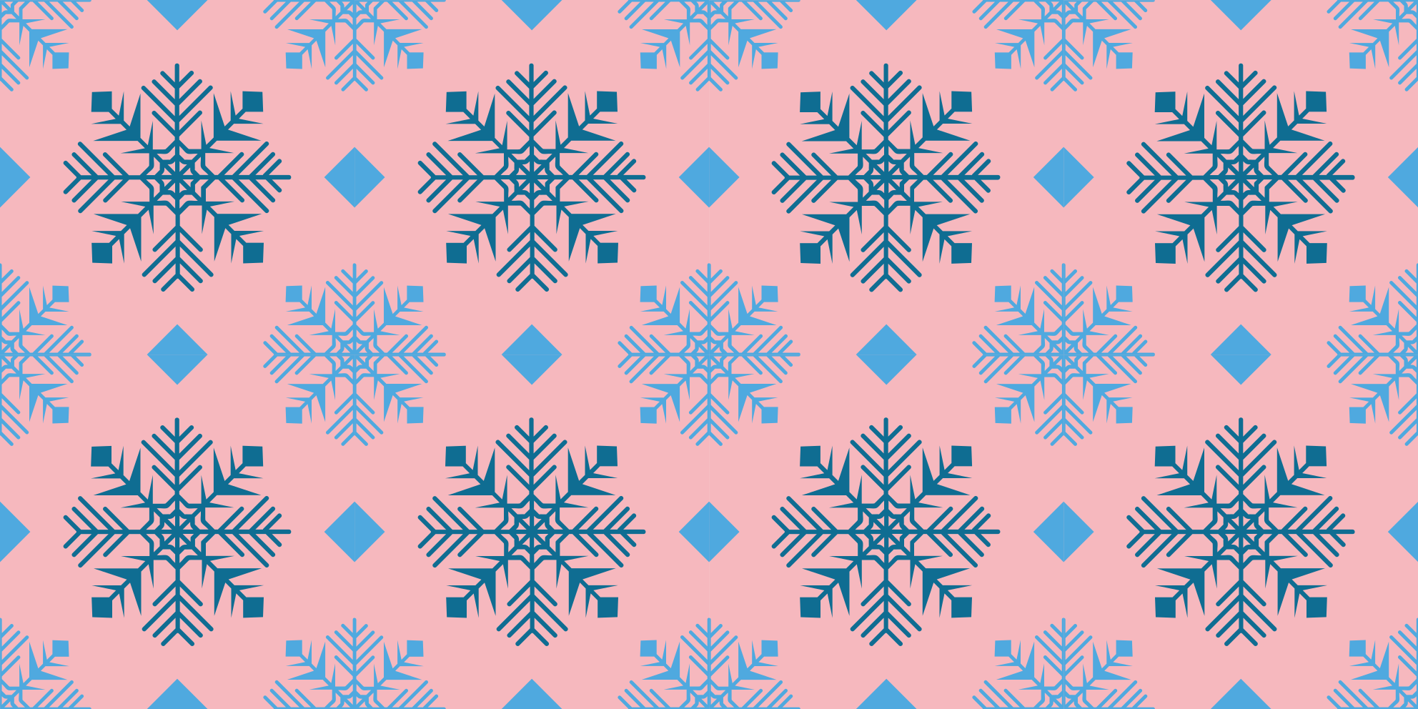 Tapete vinílico do natal com padrão de flocos rosa e azul - TenStickers