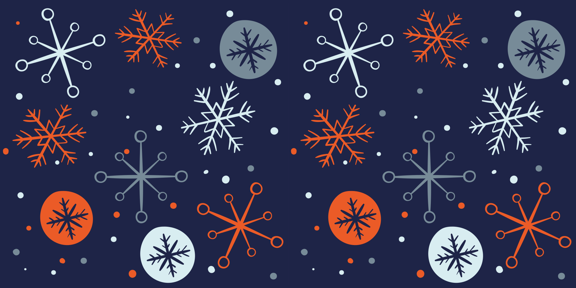 Tapete vinílico do natal flocos de neve azuis e laranjas - TenStickers