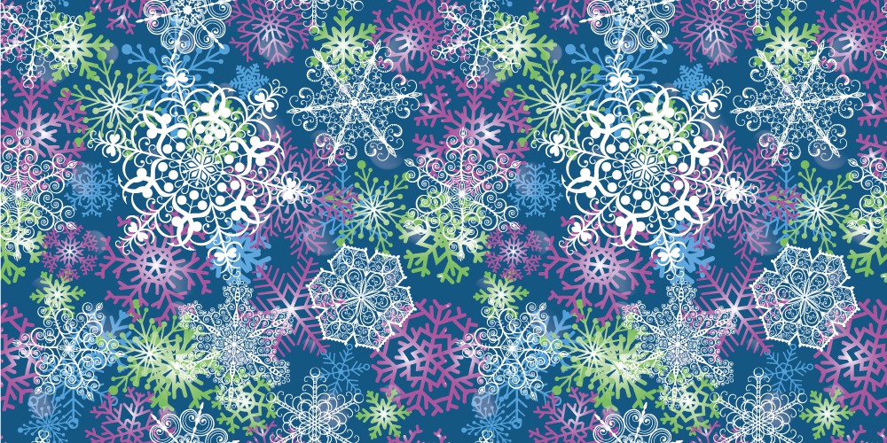 Tapete vinílico do natal flocos de neve em fundo azul - TenStickers