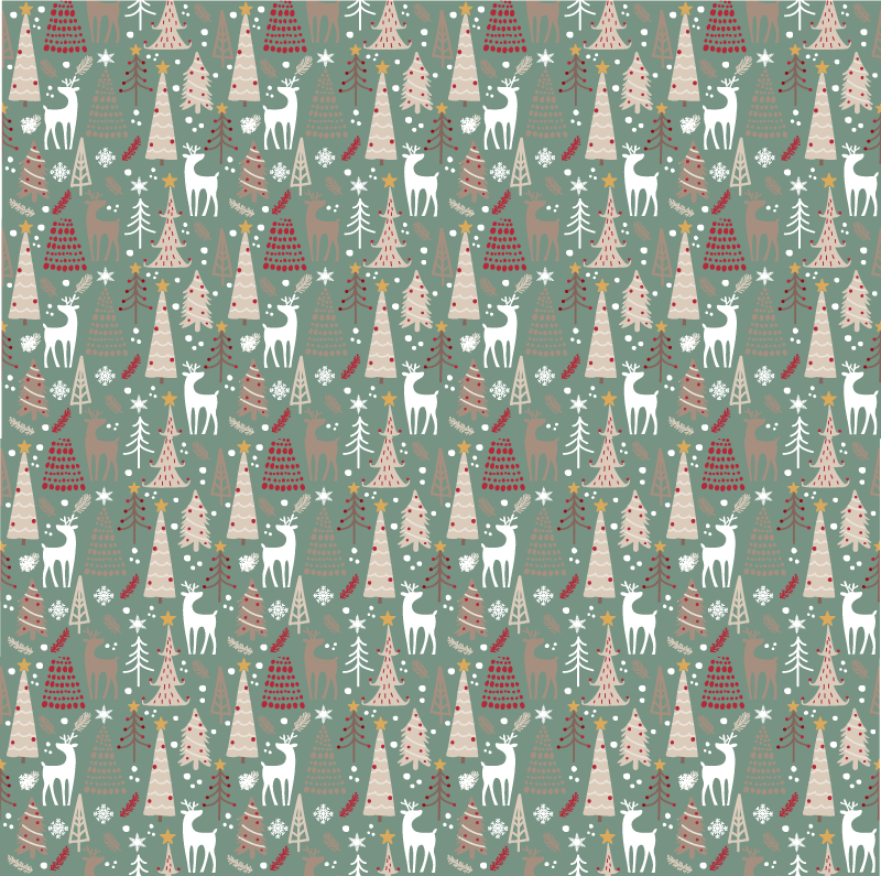 Tapete vinílico do natal padrão floresta natalina - TenStickers