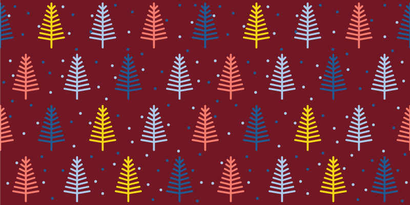 Tapete vinílico do natal com padrão de pinheiros coloridos - TenStickers