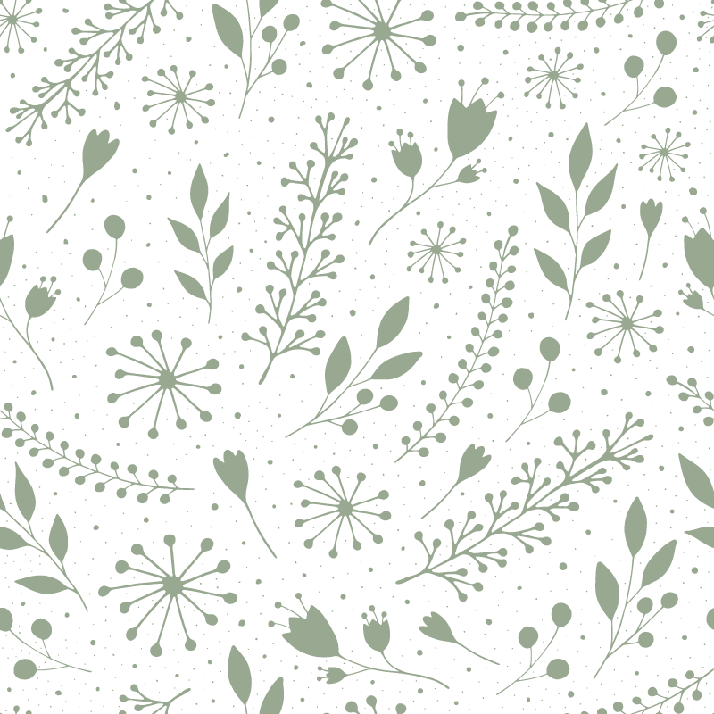 Tapete vinílico flores e plantas folhas verdes doces - TenStickers
