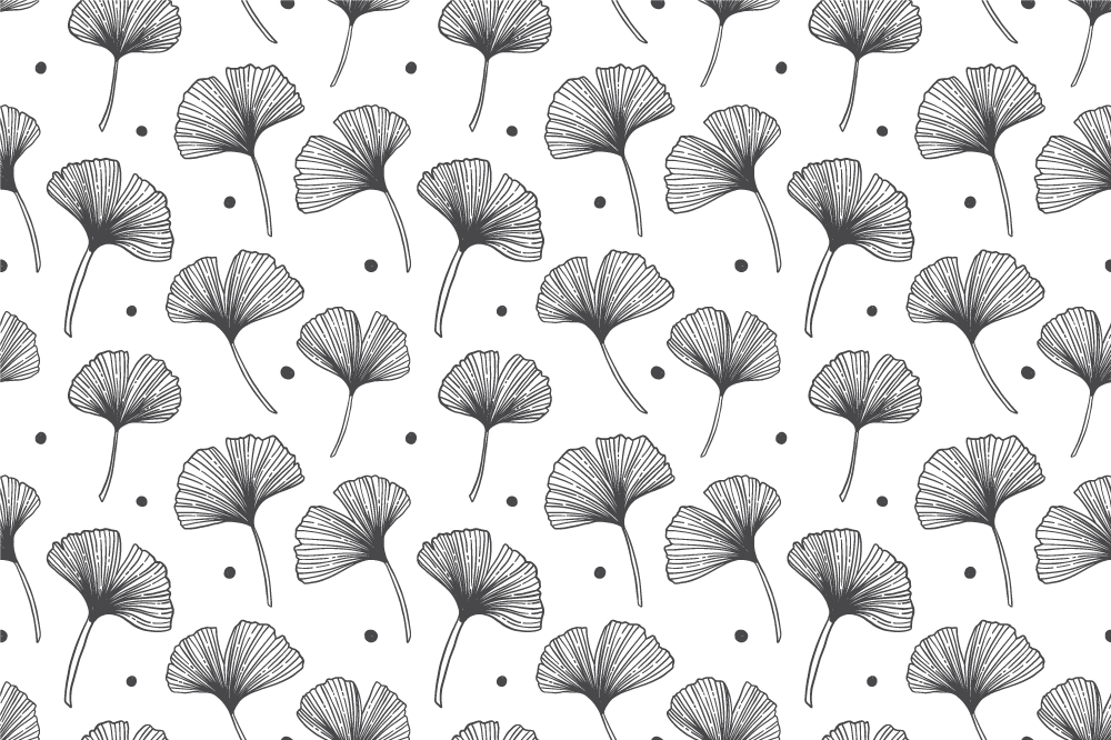 Tapete vinílico flores e plantas padrão folhas de ginkgo - TenStickers