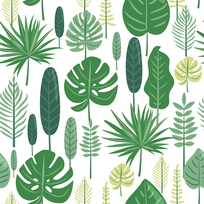 Tapete vinílico flores e plantas monstera - TenStickers