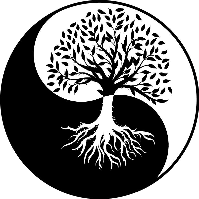 Tapete vinílico flores e plantas Árvore da vida yin e yang - TenStickers