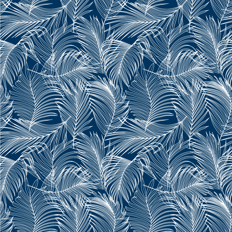 Tapete vinílico flores e plantas folhas azuis elegantes - TenStickers