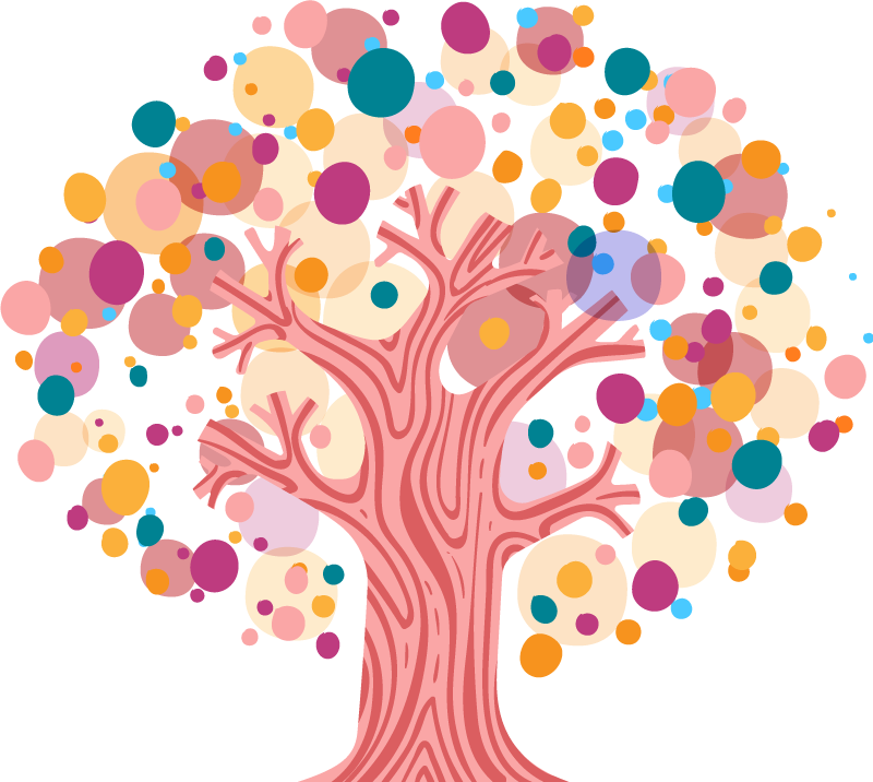 Tapete vinílico flores e plantas silhueta colorida de Árvore - TenStickers