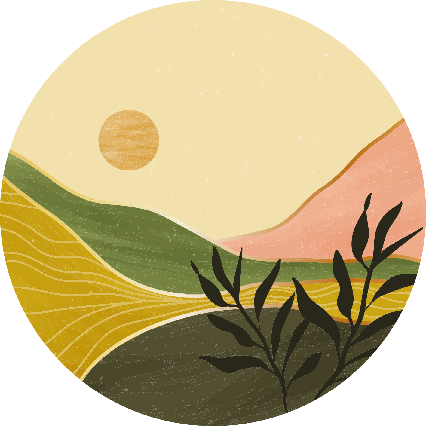 Tapete vinílico flores e plantas paisagem serena - TenStickers