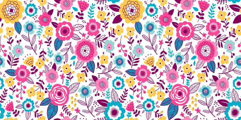 Tapete vinílico flores e plantas flores rosas kallax - TenStickers