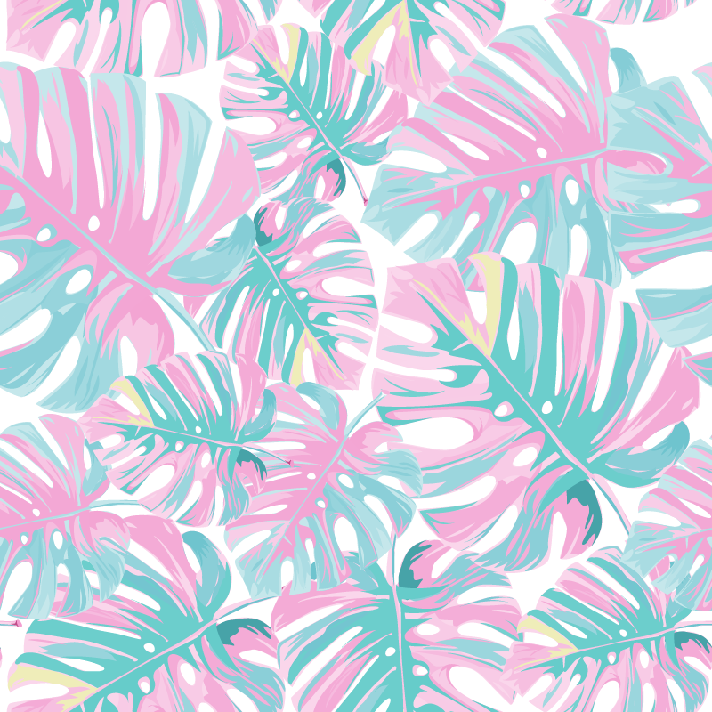 Tapete vinílico flores e plantas monstera deliciosa - TenStickers