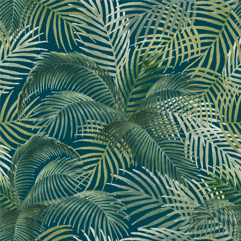 Tapete vinílico flores e plantas padrão de folhas tropicais - TenStickers