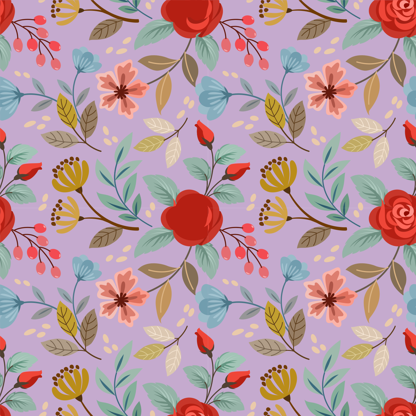 Tapete vinílico flores e plantas flores coloridas - TenStickers