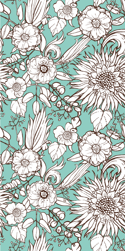 Tapete vinílico flores e plantas padrão girassóis - TenStickers