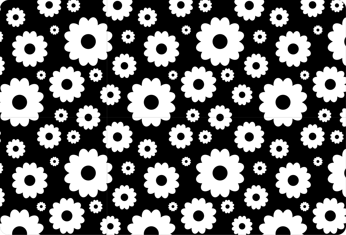 Tapete vinílico flores e plantas margaridas pretas e brancas - TenStickers