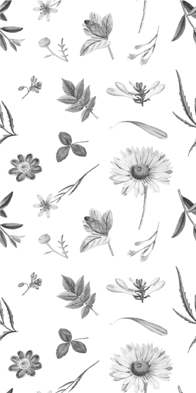 Tapete vinílico flores e plantas flores cinzas - TenStickers
