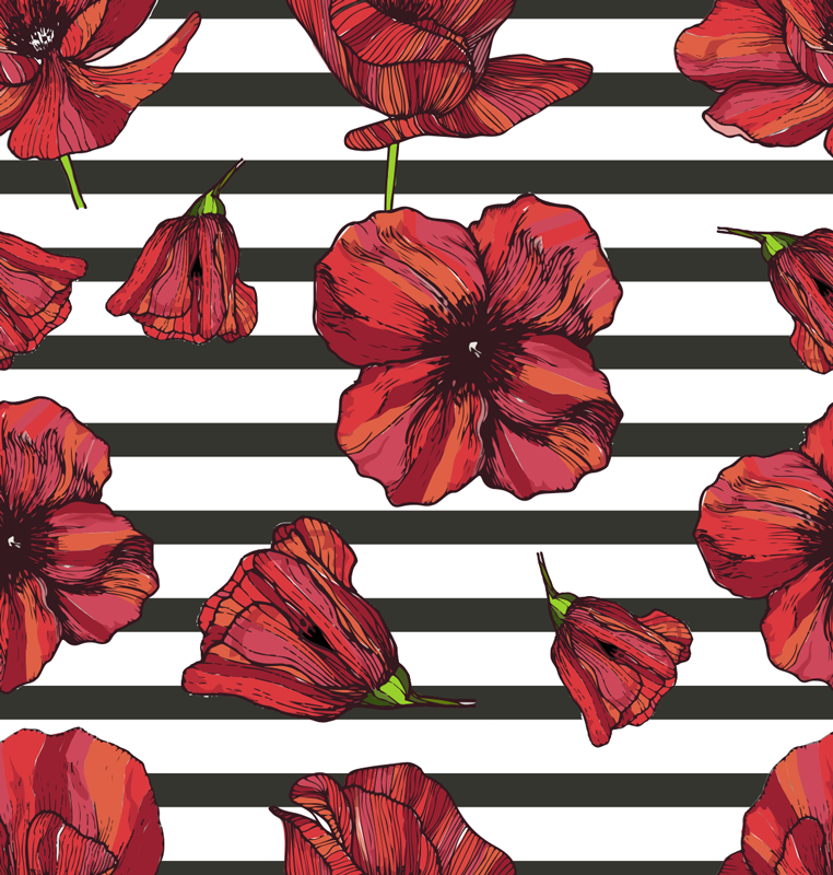 Tapete vinílico flores e plantas papoilas polonesas - TenStickers