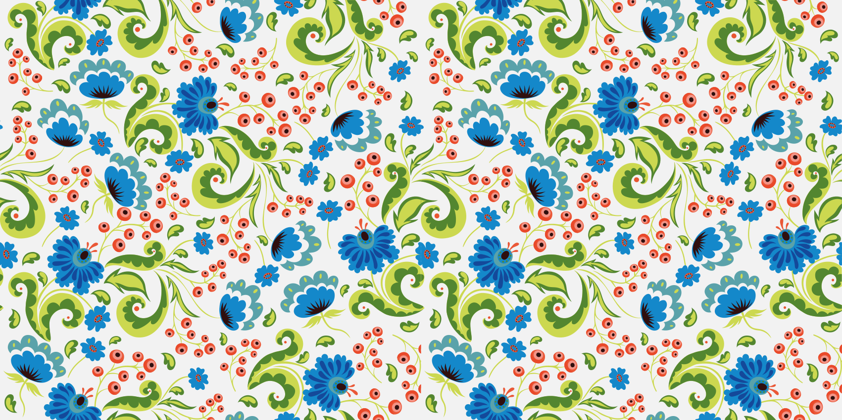 Tapete vinílico flores e plantas em verde e azul - TenStickers