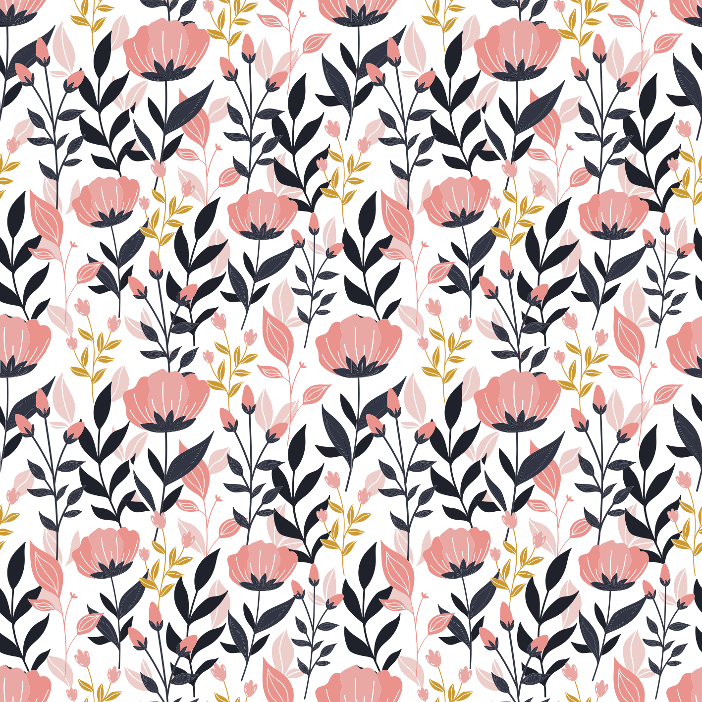 Tapete vinílico flores e plantas flores rosas - TenStickers