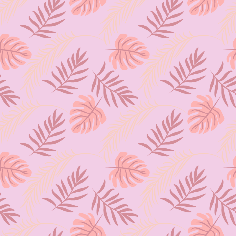 Tapete vinílico flores e plantas com folhas tropicais rosas - TenStickers