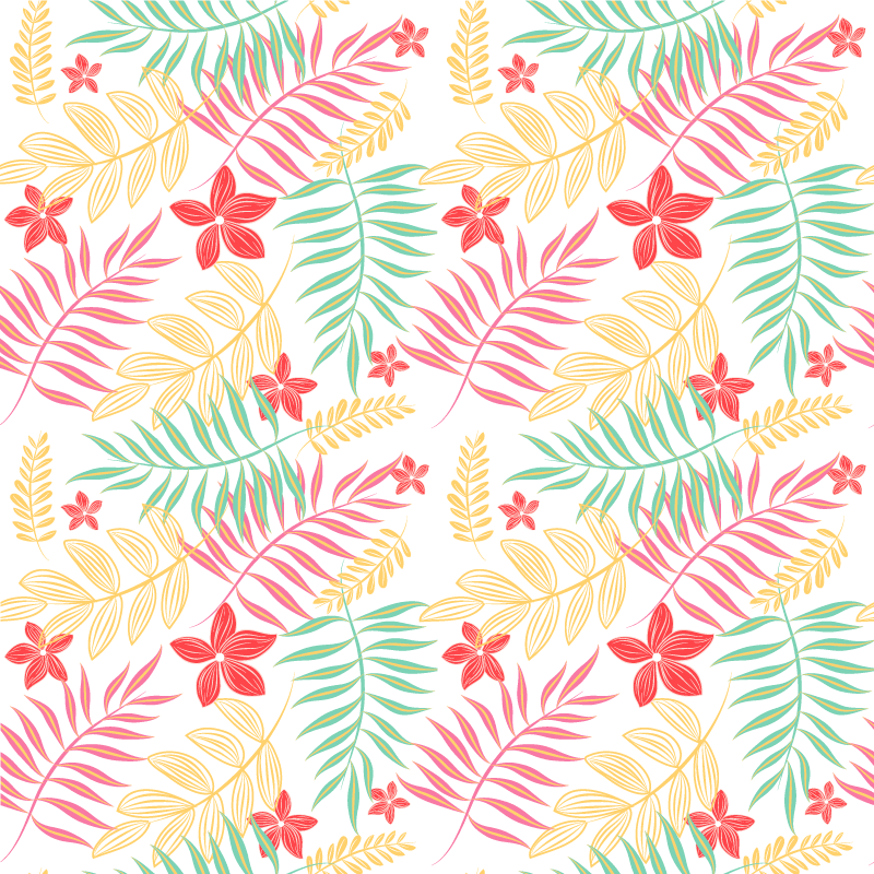 Tapete vinílico flores e plantas com design de folhas neon - TenStickers