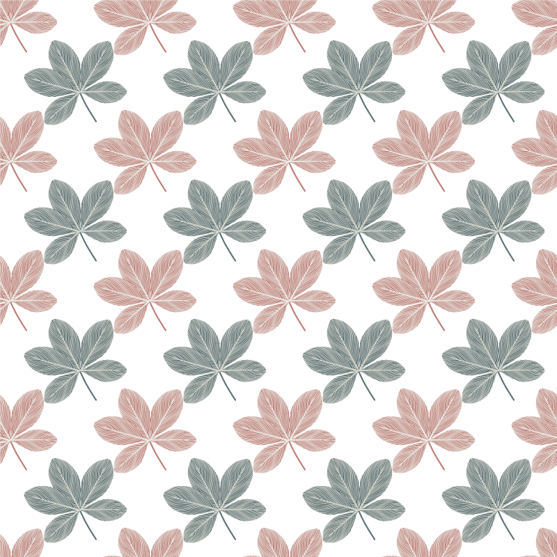 Tapete vinílico flores e plantas folhas azuis e rosas - TenStickers