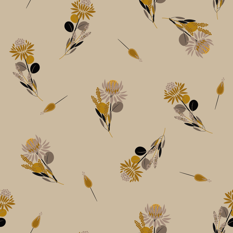 Tapete vinílico para sala de jantar flores vintage - TenStickers