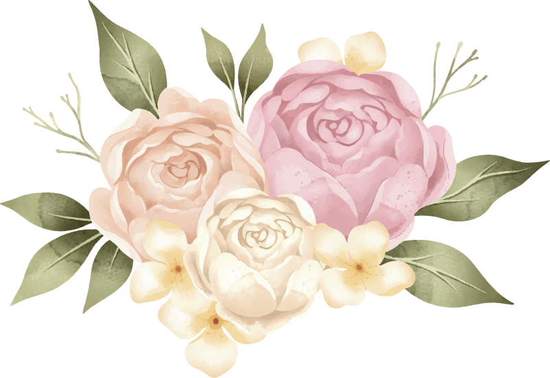 Tapete vinílico flores e plantas peônia aquarelada - TenStickers