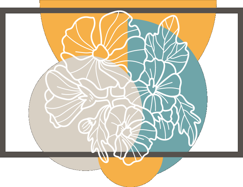 Tapete vinílico flores e plantas retangular minimalista - TenStickers