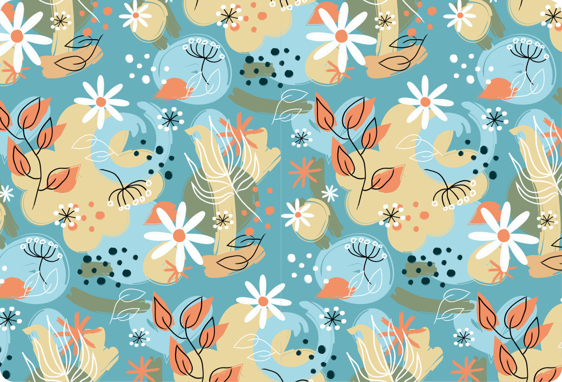Tapete vinílico flores e plantas fundo abstrato plano - TenStickers