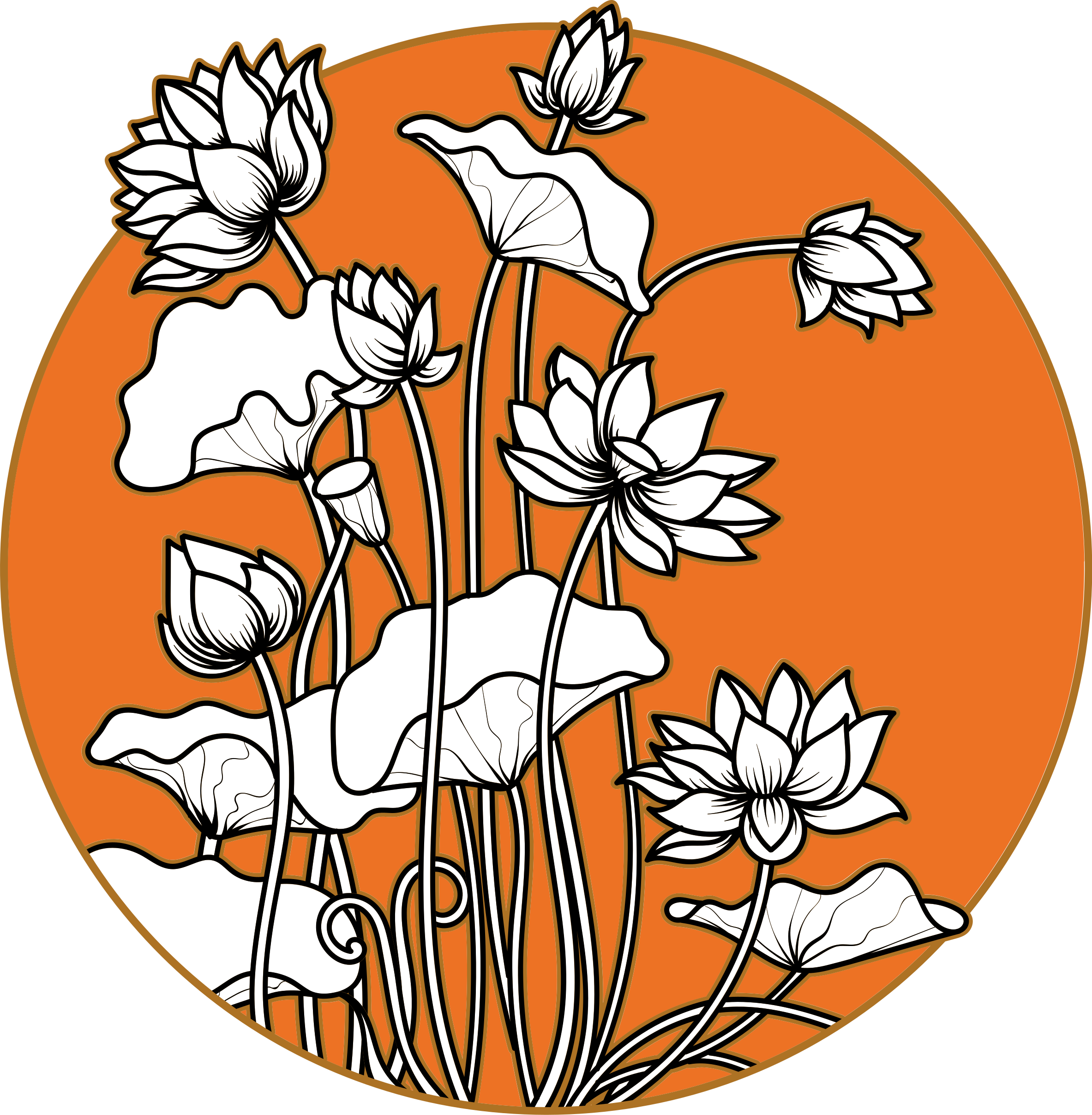 Tapete vinílico flores e plantas estilo ilustração de lótus - TenStickers