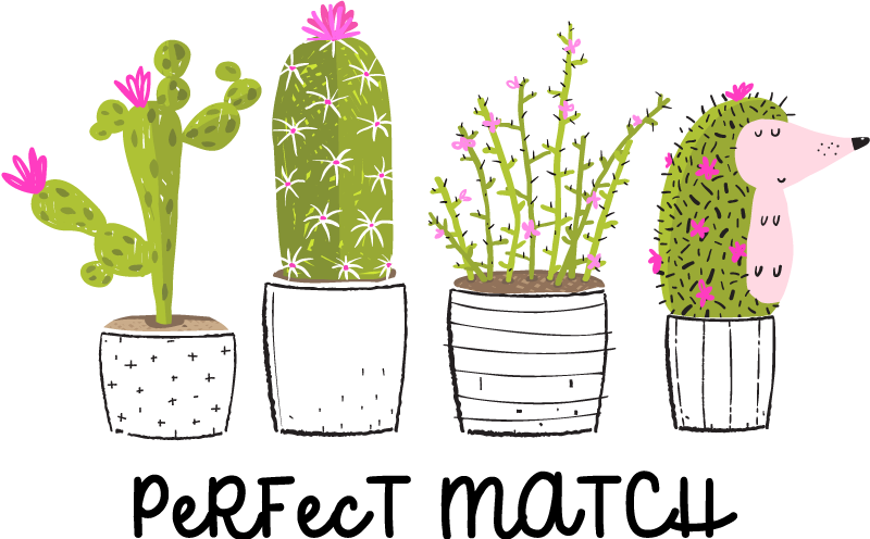 Tapete vinílico flores e plantas combinação perfeita cactos - TenStickers