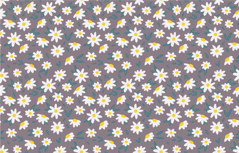 Tapete vinílico flores e plantas padrão de margaridas - TenStickers
